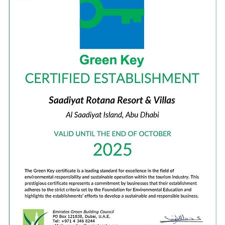 Saadiyat Rotana Resort And Villas Abu Zabi Zewnętrze zdjęcie Green Key Certificate